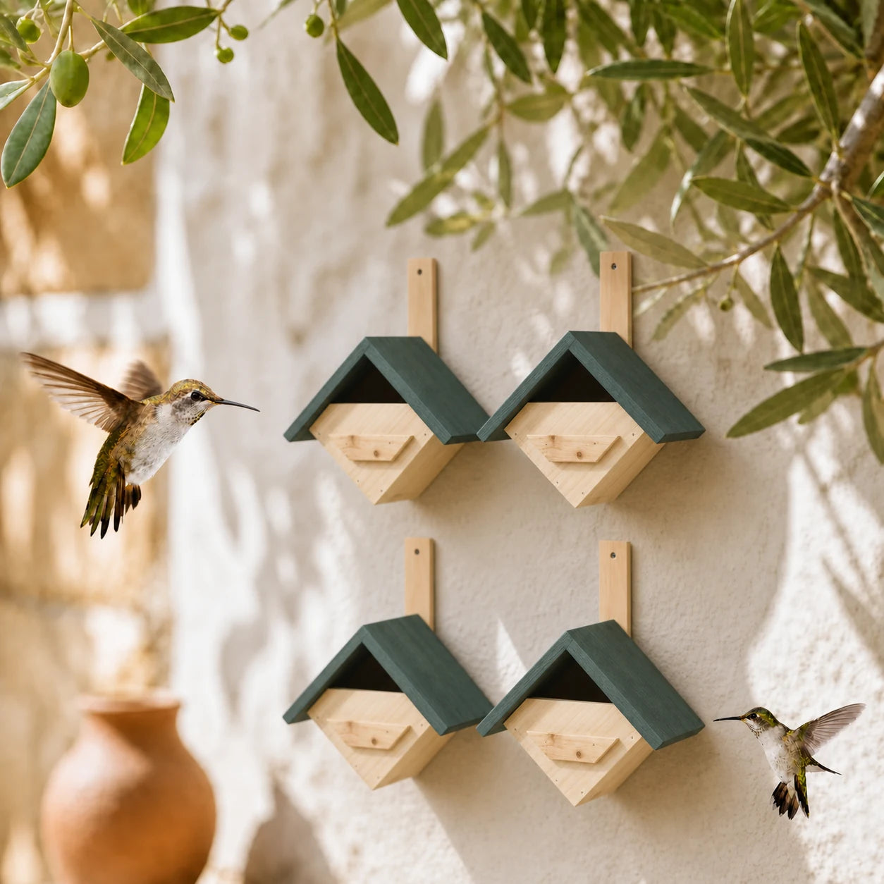 Set van 4 vogelhuisjes 24 × 16 × 30 cm