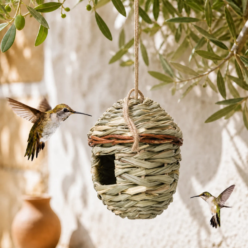 Hangend vogelhuisje van vezels gevlochten formaat ovaal