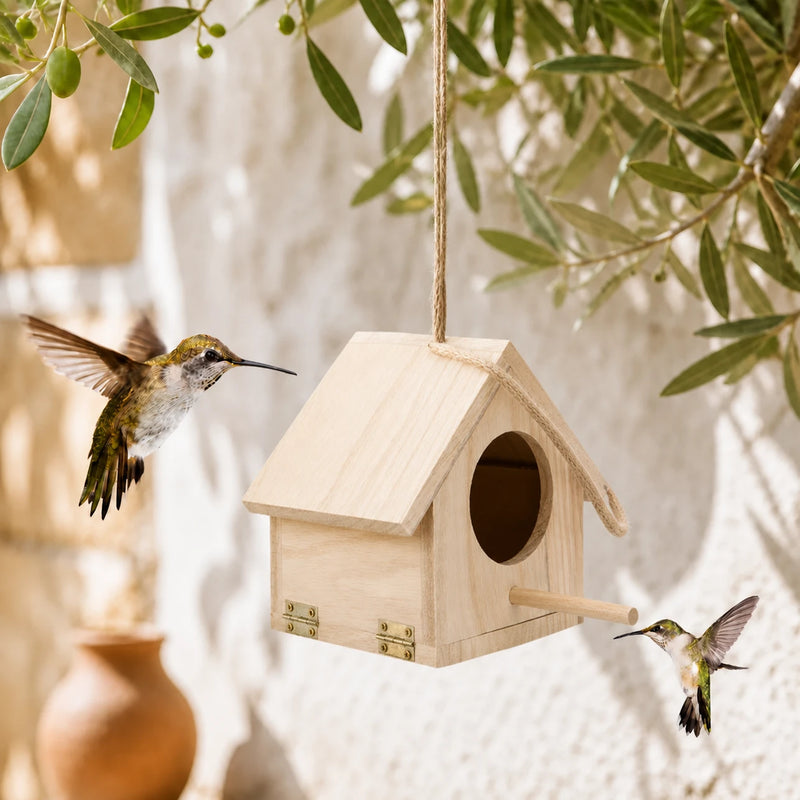Hangend vogelhuisje van grenen natuurlijk formaat 15,5 × 12 × 14,5 cm