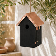 Vogelhuisje zwart compact met dak koper