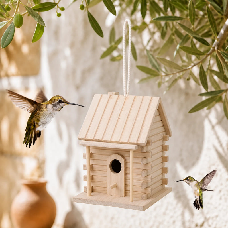 Hangend vogelhuisje van grenen formaat 18 × 16 × 17 cm