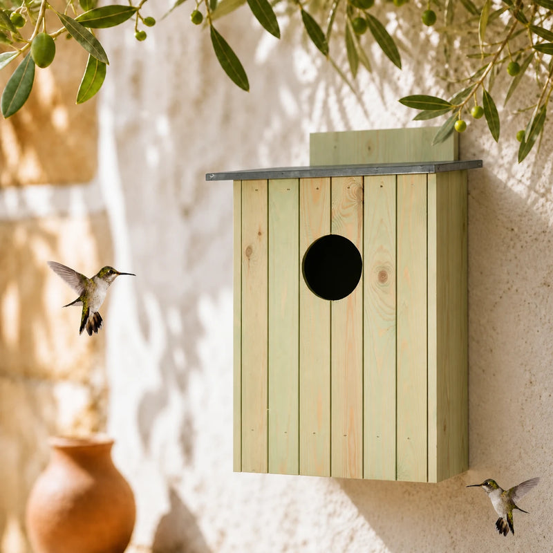 Houten vogelhuisje behandeld