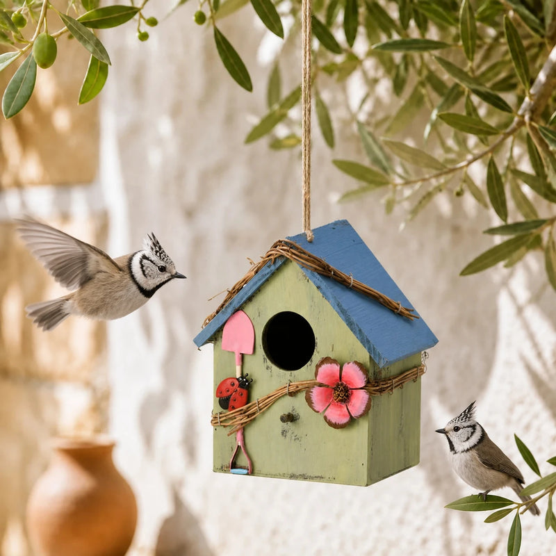 Vogelhuisje wand-mounted van hout formaat 20,5 × 13,5 × 15 cm
