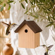 Houten vogelhuisje met dak groove 27 mm