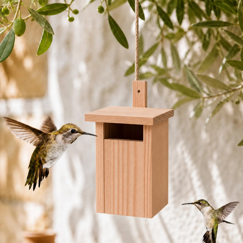 Vogelhuisje semi-open van grenen met dak plat