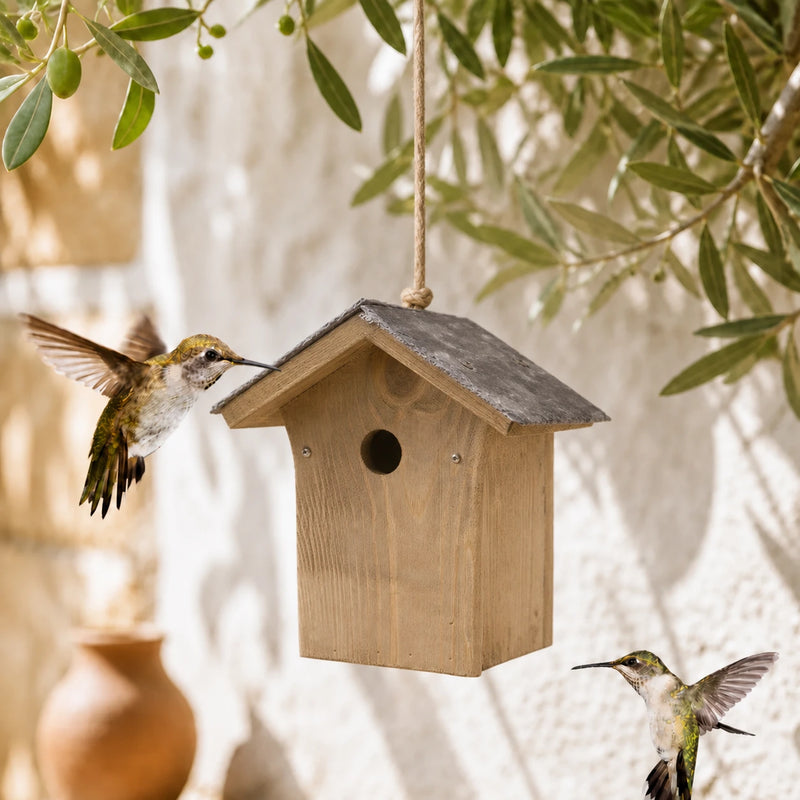 Vogelhuisje van leisteen ingang 28 mm