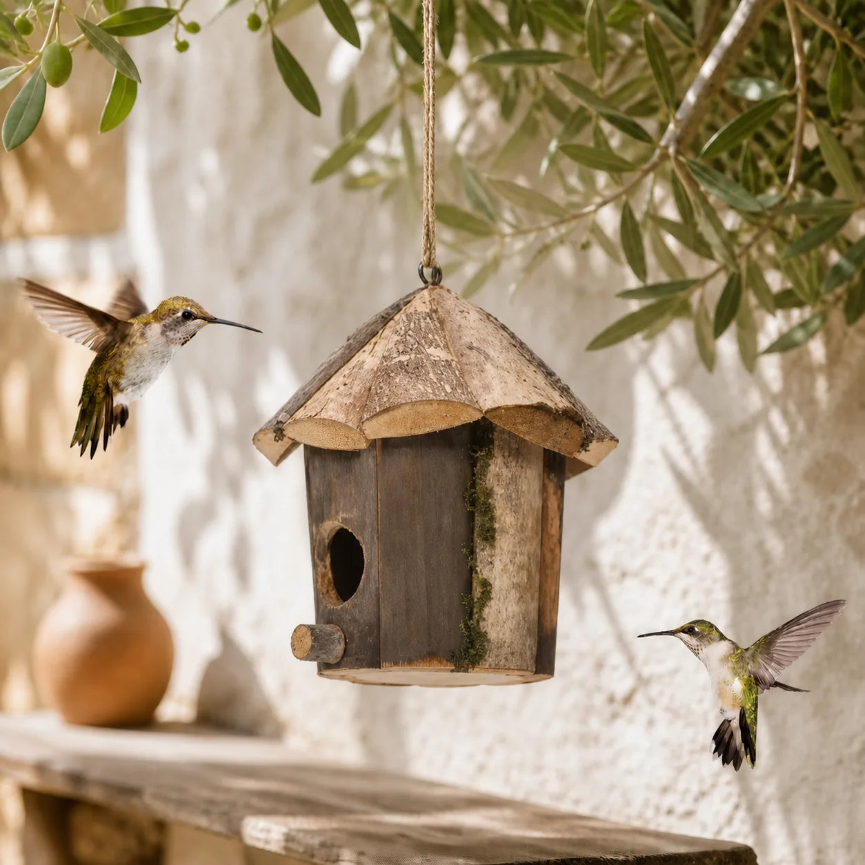 Vogelhuisje schors rustiek