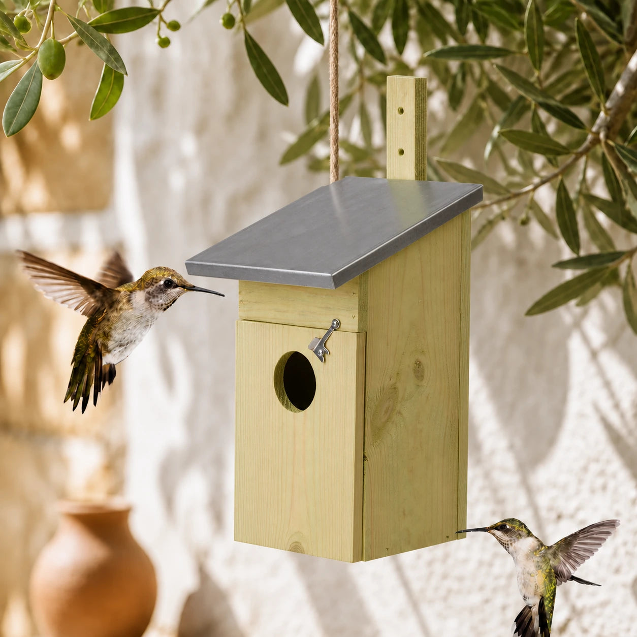 Vogelhuisje met zinken dak ingang 50 mm