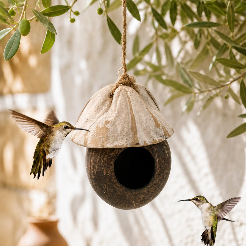 Vogelhuisje van kokosnoot