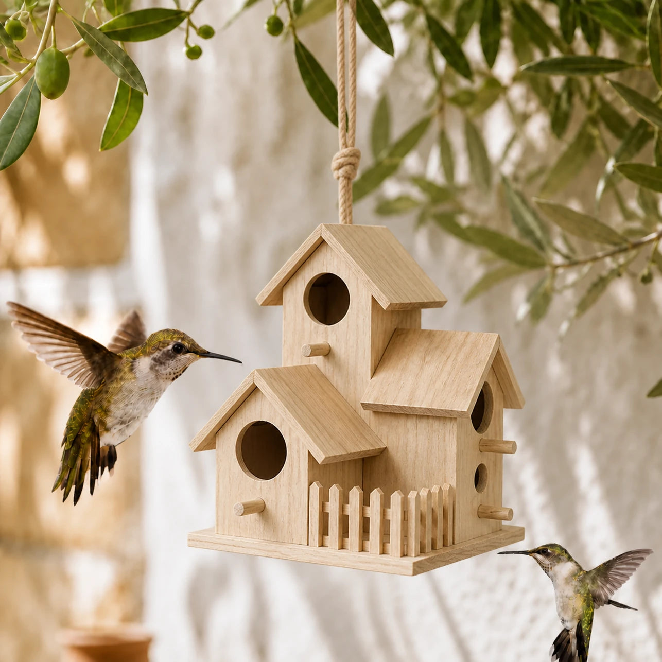 Set van 3 vogelhuisjes van hout formaat 20 × 17 × 17 cm