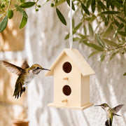 Houten vogelhuisje licht met twee ingangen gestapeld