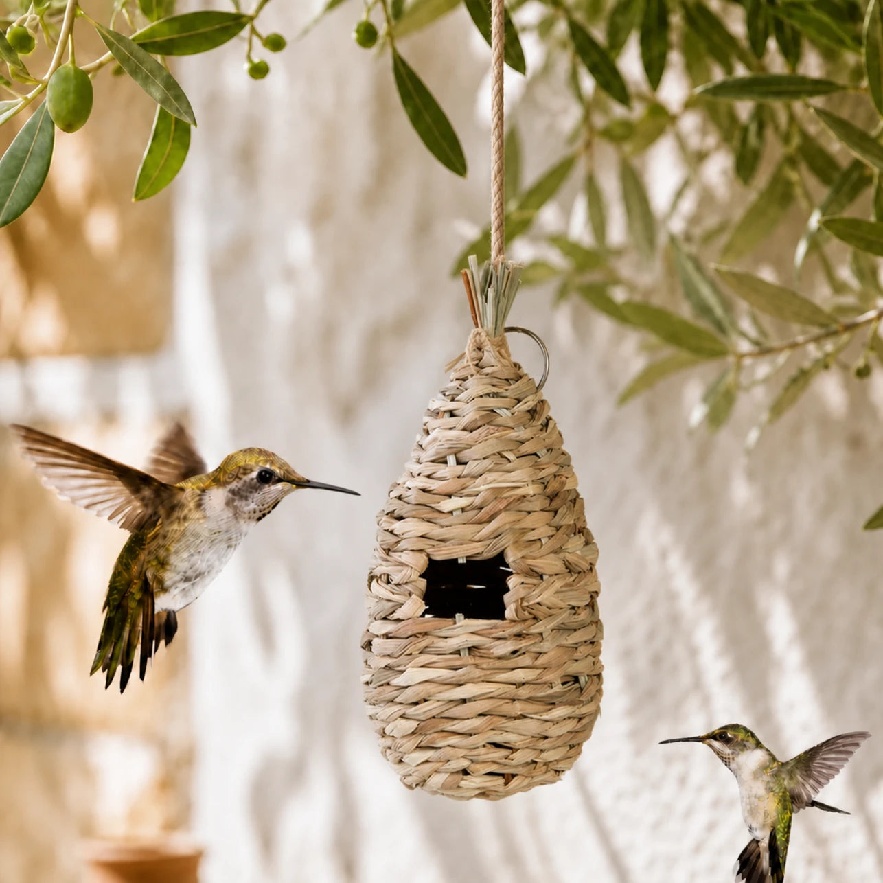 Vogelhuisje van wilg beige