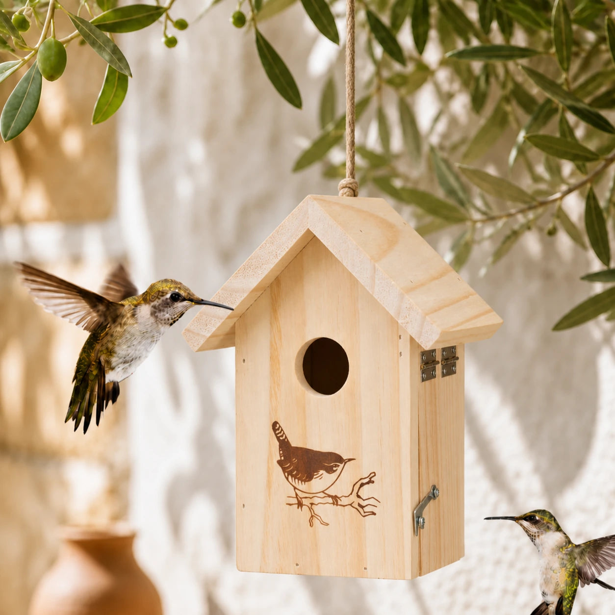 Vogelhuisje gegraveerd met ingang 30 mm