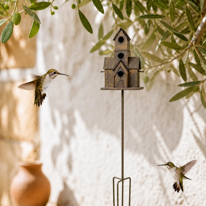 Groot vogelhuisje vogels huis met plant 166x20x28cm