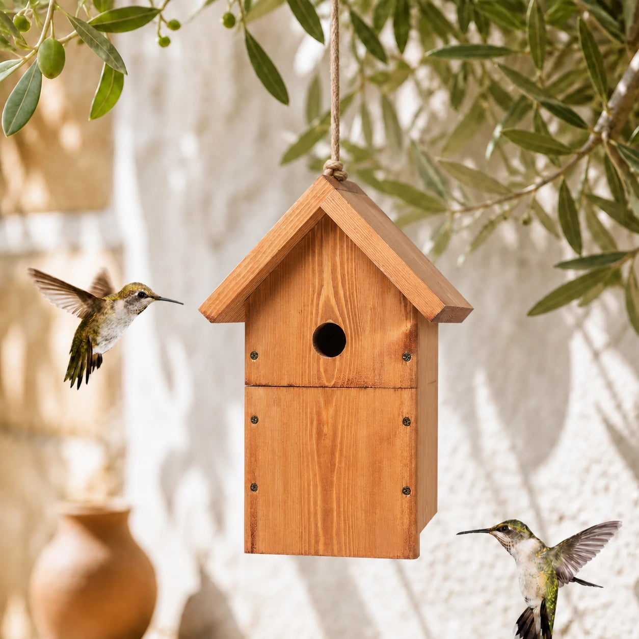 Vogelhuisje handgemaakt van hout