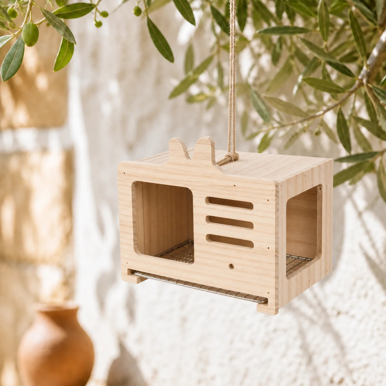 Vogelhuisje kubus open
