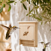 Vogelhuisje vertical van hout met voorkant cut-out