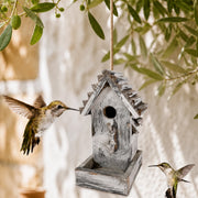 Houten vogelhuisje grijs formaat 14 × 13 × 24 cm