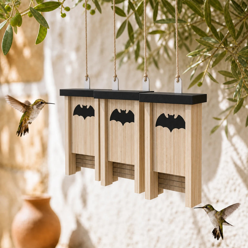 Set van 3 vogelhuisjes met bats