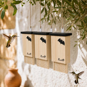 Set van 3 vleermuiskasten van hout zwart