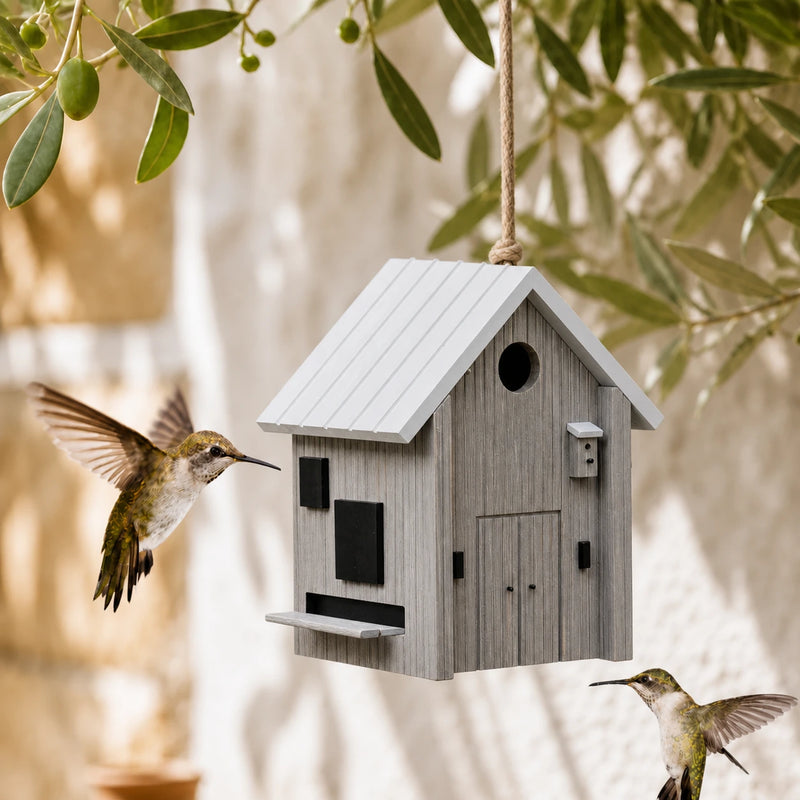 Vogelhuisje en voederbak noords