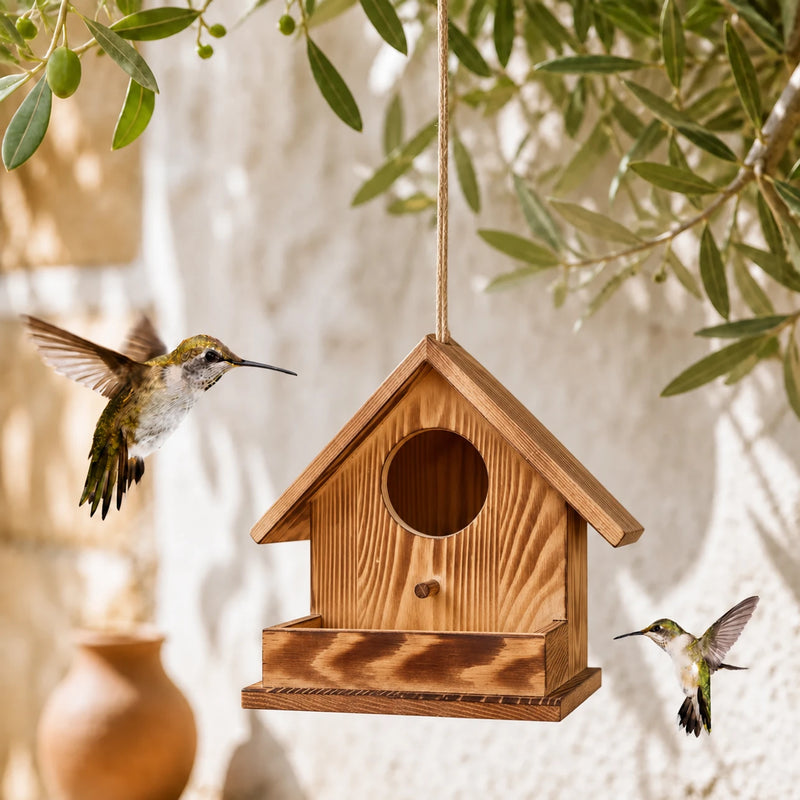 Vogelhuisje observatie van hout met platform voorkant