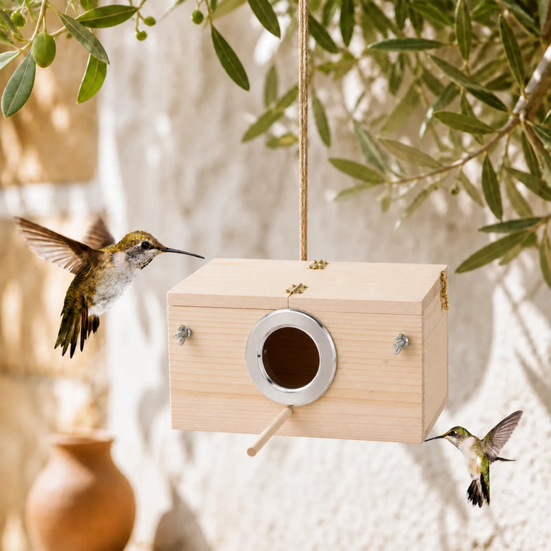 Houten vogelhuisje met dak afneembaar formaat 12 × 12 × 19,5 cm