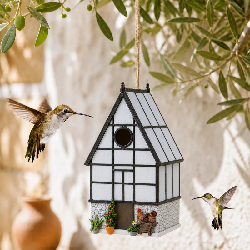 Vogelhuisje decoratief met voorkant met timber-framed