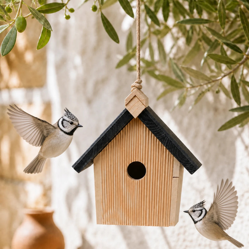 Vogelhuisje wand-mounted van hout natuurlijk