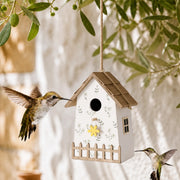 Houten vogelhuisje wit formaat 15 × 12 × 22 cm