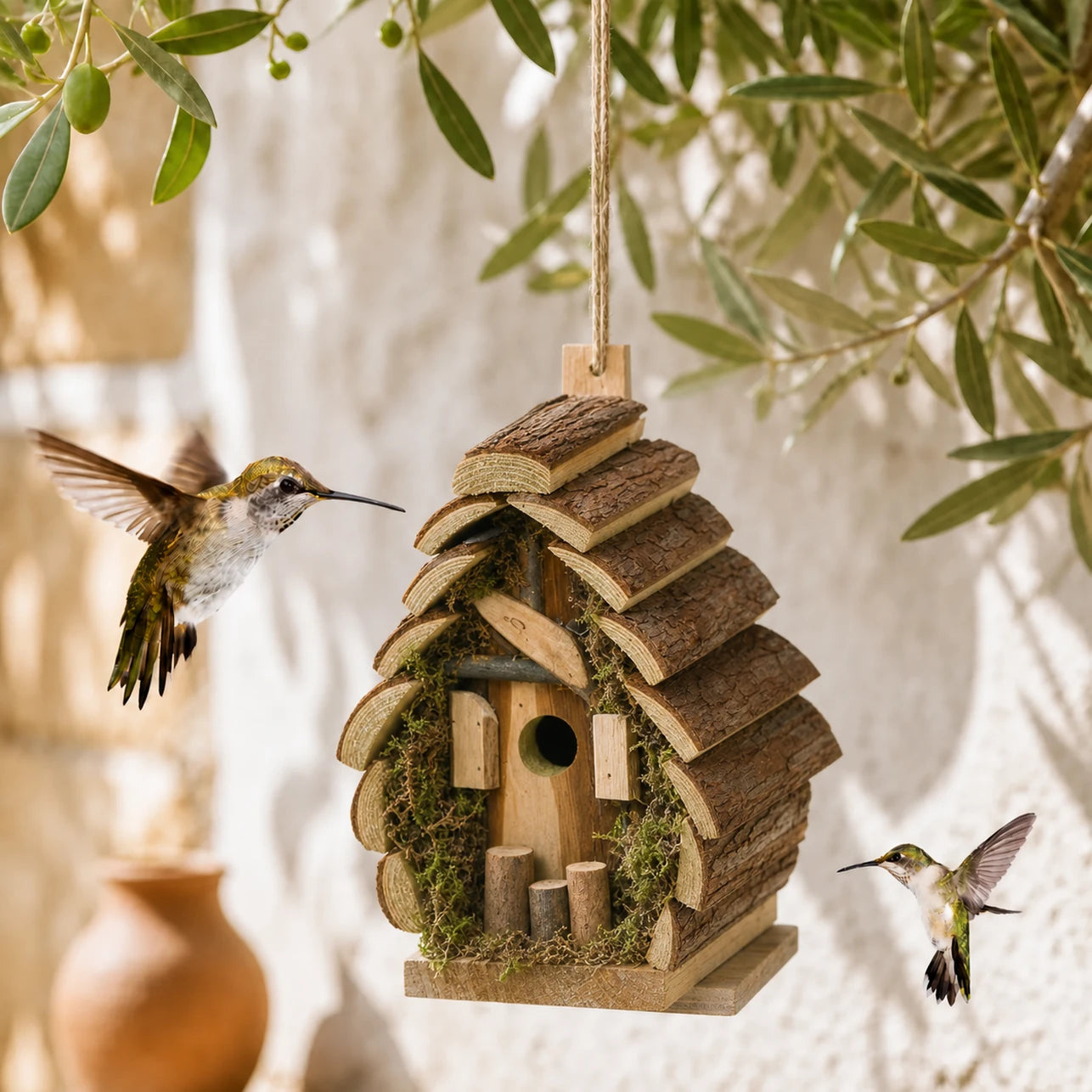 Houten vogelhuisje bruin formaat 18 × 14,5 × 24 cm