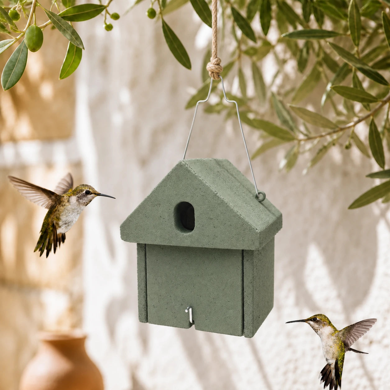 Vogelhuisje van beton met ingang verstelbaar