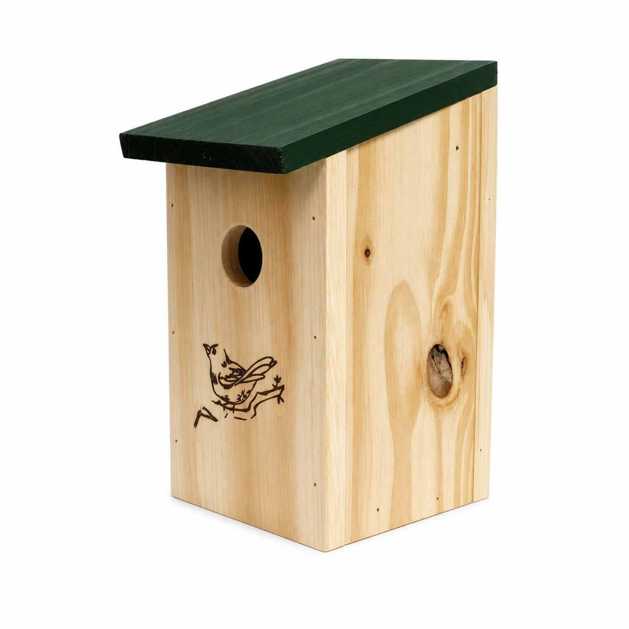 Hangend vogelhuisje van hout met groendak bruin formaat 12 × 12 × 22 cm — foto 2
