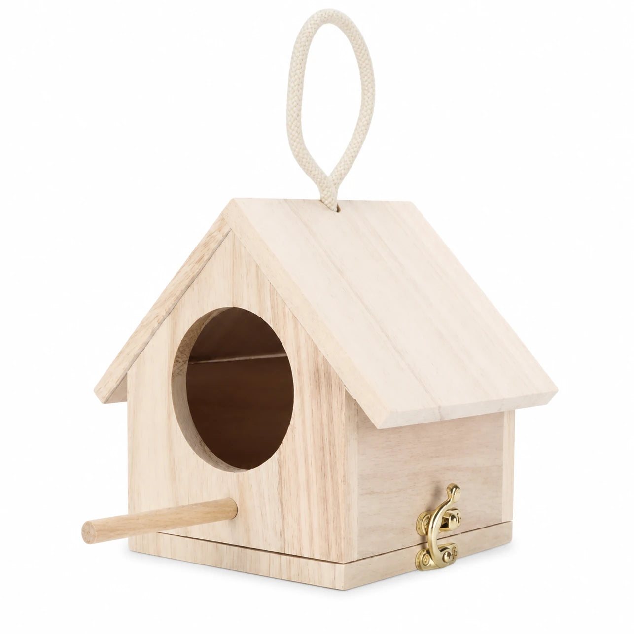 Hangend vogelhuisje van hout licht met voorkant gegraveerd — foto 2