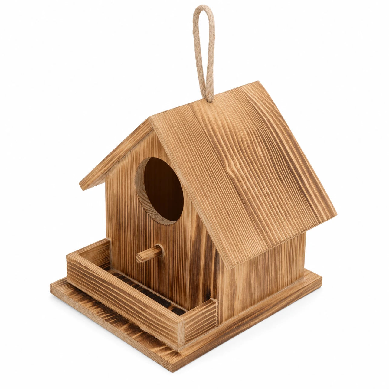 Vogelhuisje stijl rustiek van hout bruin formaat 17,2 × 17,2 × 17,2 cm — foto 2