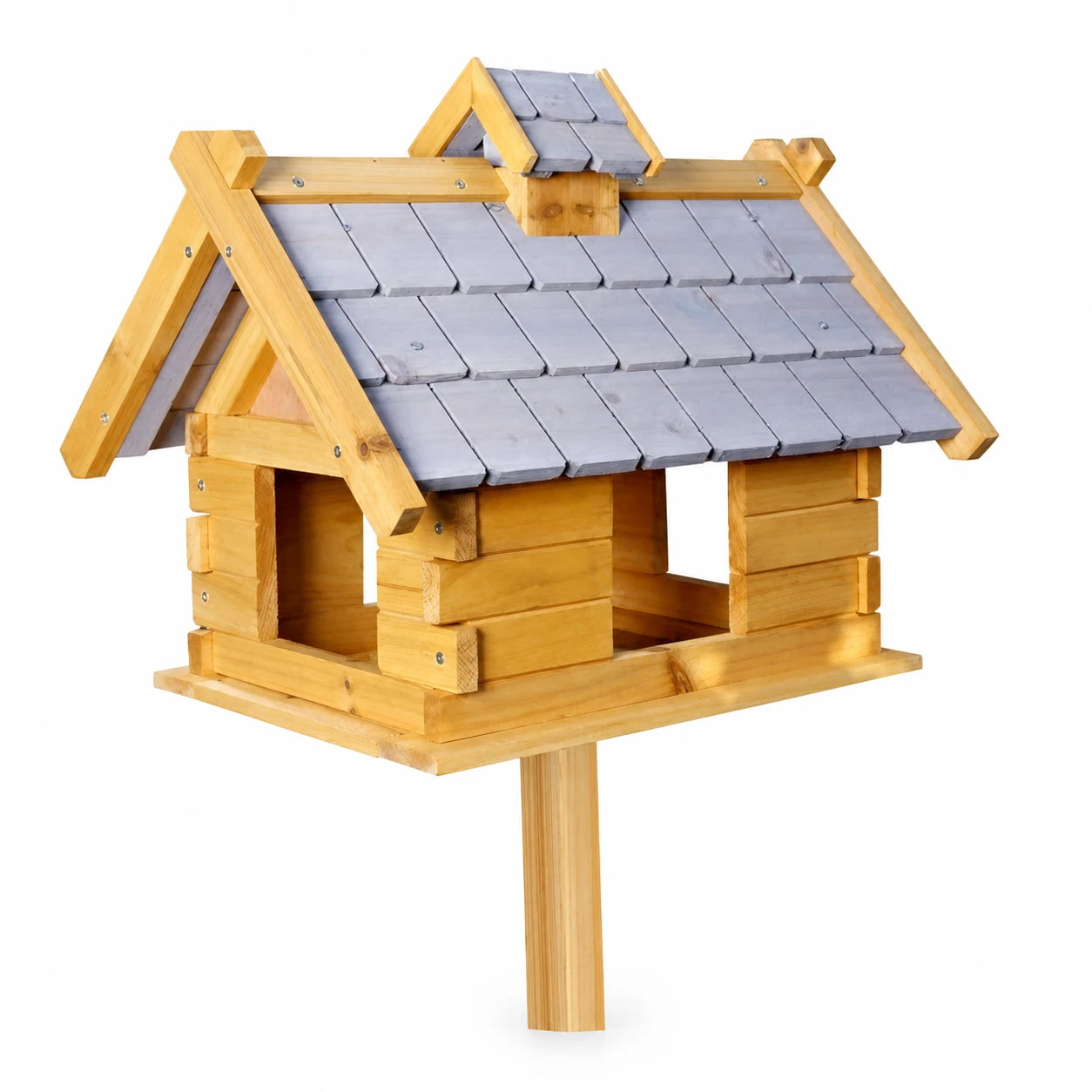 Houten vogelhuisje grijs voor vogels — foto 2