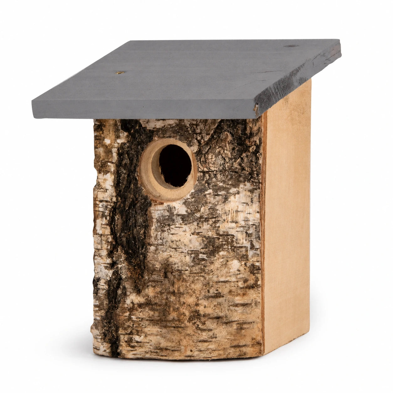 Vogelhuisje van schors van berk ingang 32 mm — foto 2