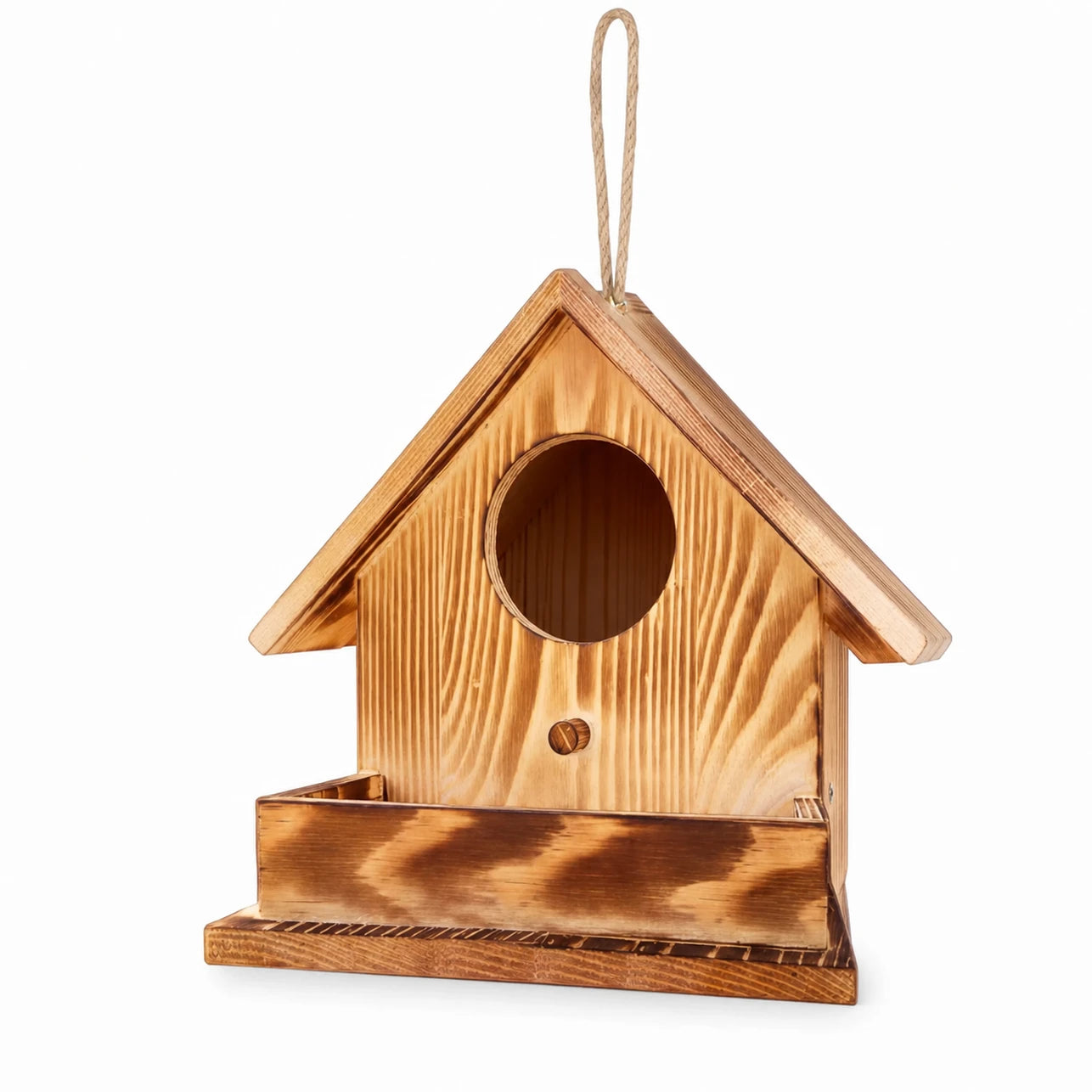 Houten vogelhuisje bruin licht — foto 2