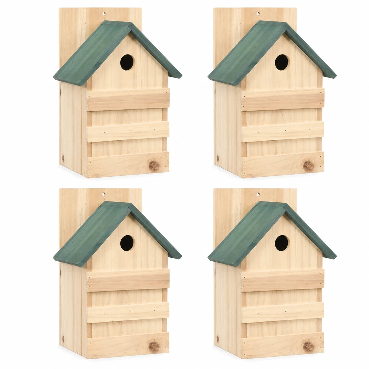 Set van 4 vogelhuisjes observatie van spar met groendak beige formaat 23 × 19 × 33 cm — foto 2