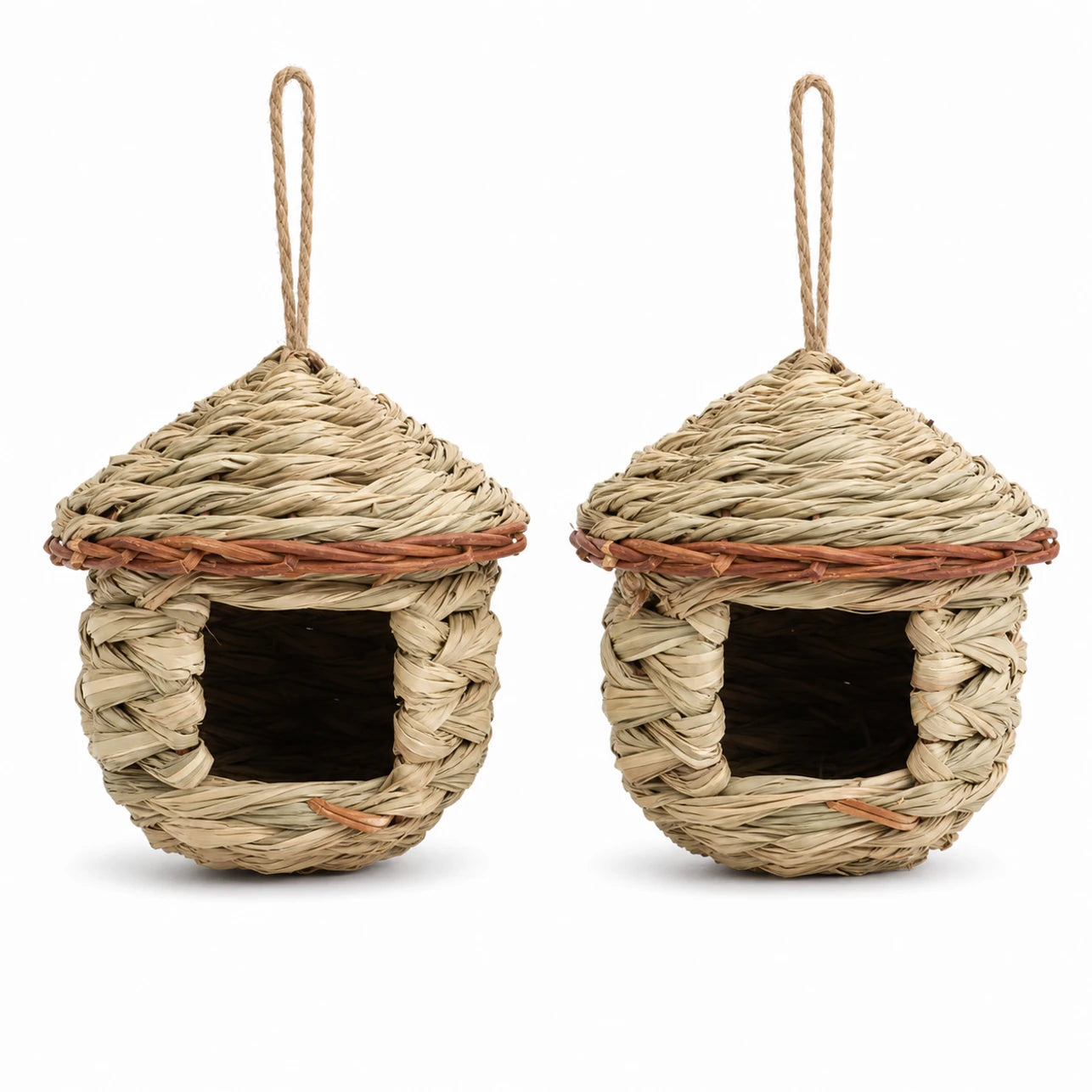 Set van 2 vogelhuisjes hangend beige formaat 15 × 15 cm — foto 2
