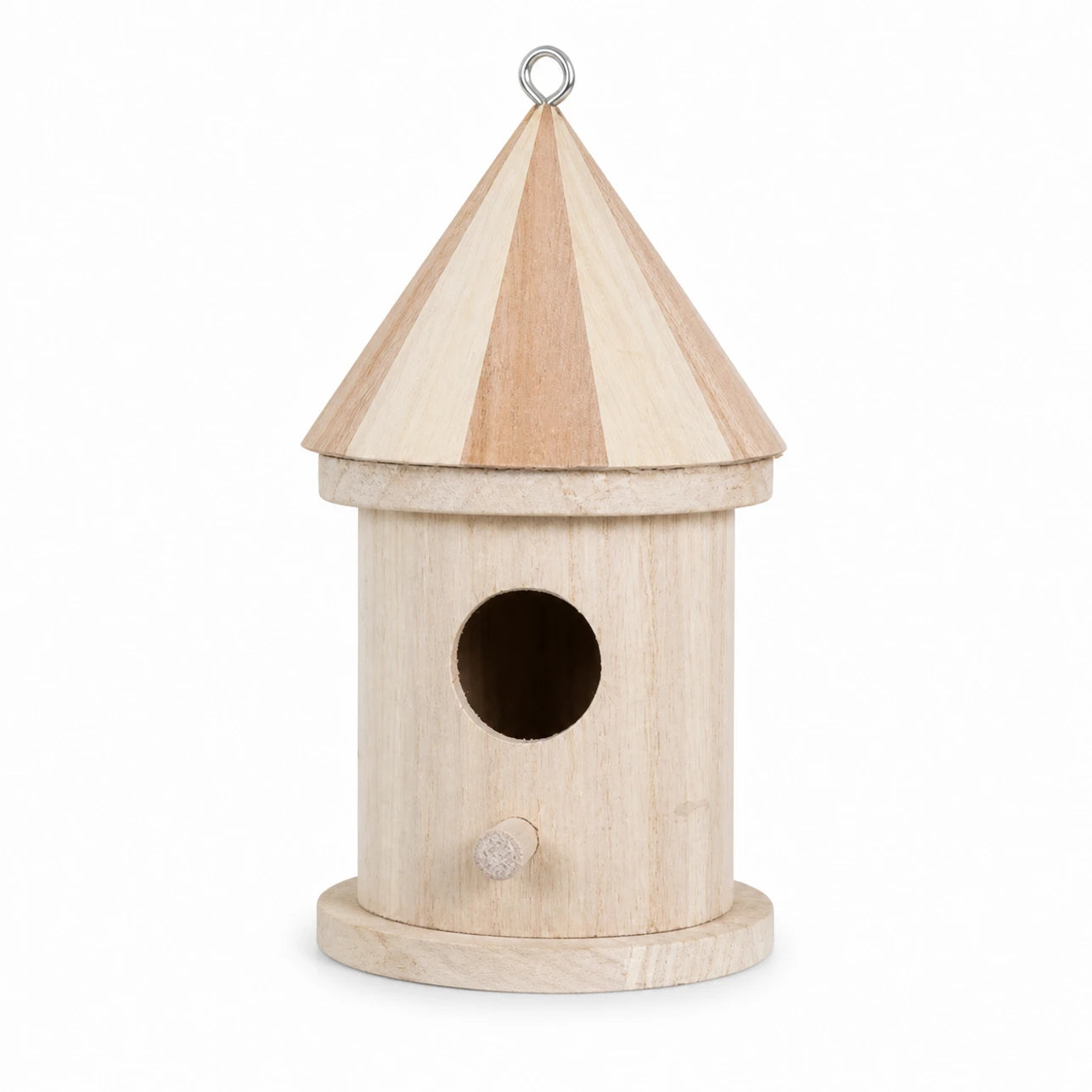 Vogelhuisje cilindrisch van hout met dak puntig — foto 2