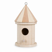 Vogelhuisje cilindrisch van hout met dak puntig — foto 2