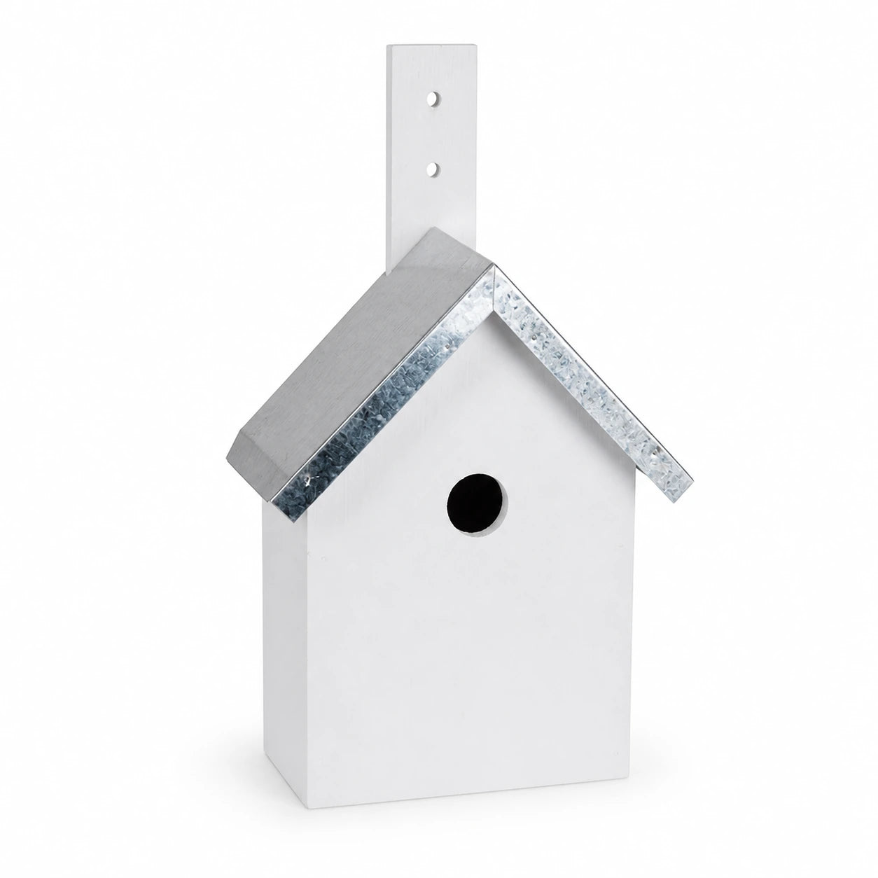 Vogelhuisje wit met zinken dak dubbel slope — foto 2