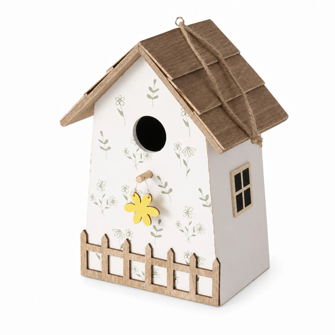 Houten vogelhuisje wit formaat 15 × 12 × 22 cm — foto 2