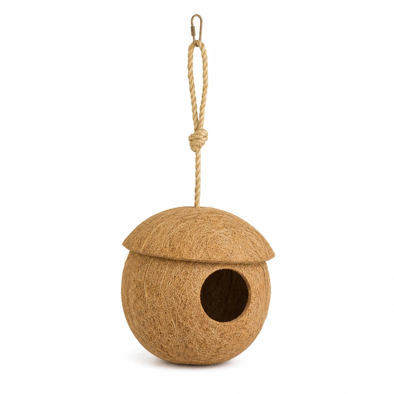 Hangend vogelhuisje van kokosnoot met ingang rond — foto 2
