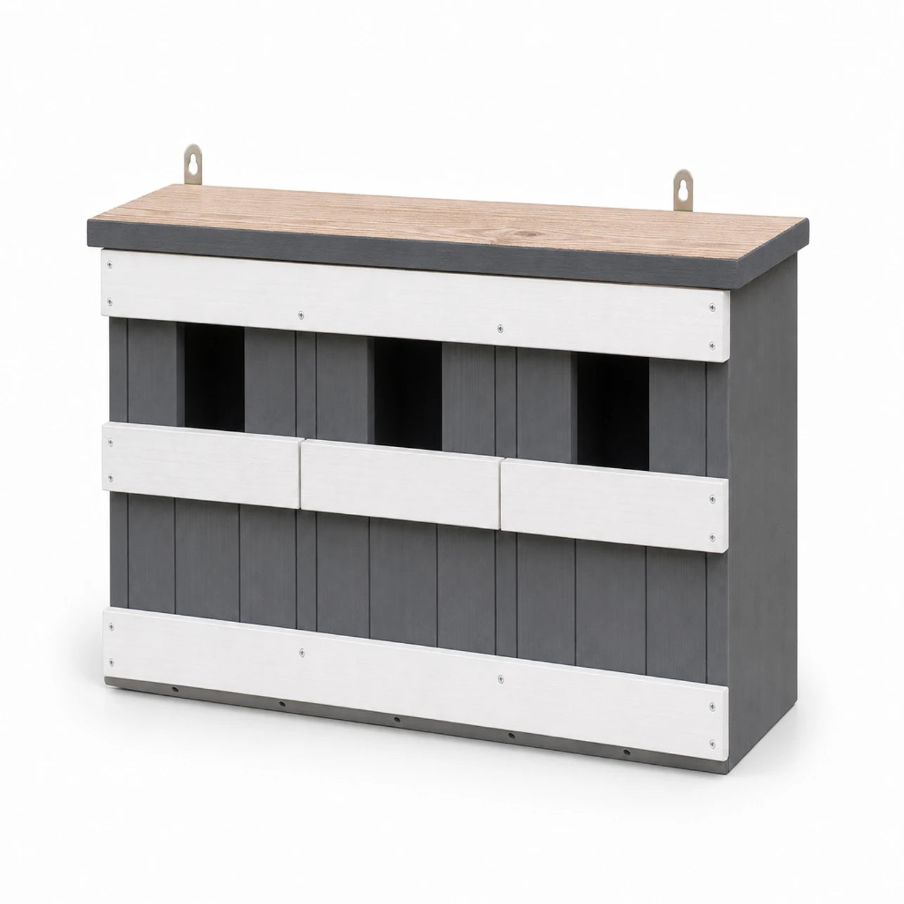 Set van 3 vogelhuisjes van hout grijs formaat 44 × 15,5 × 21,5 cm — foto 2