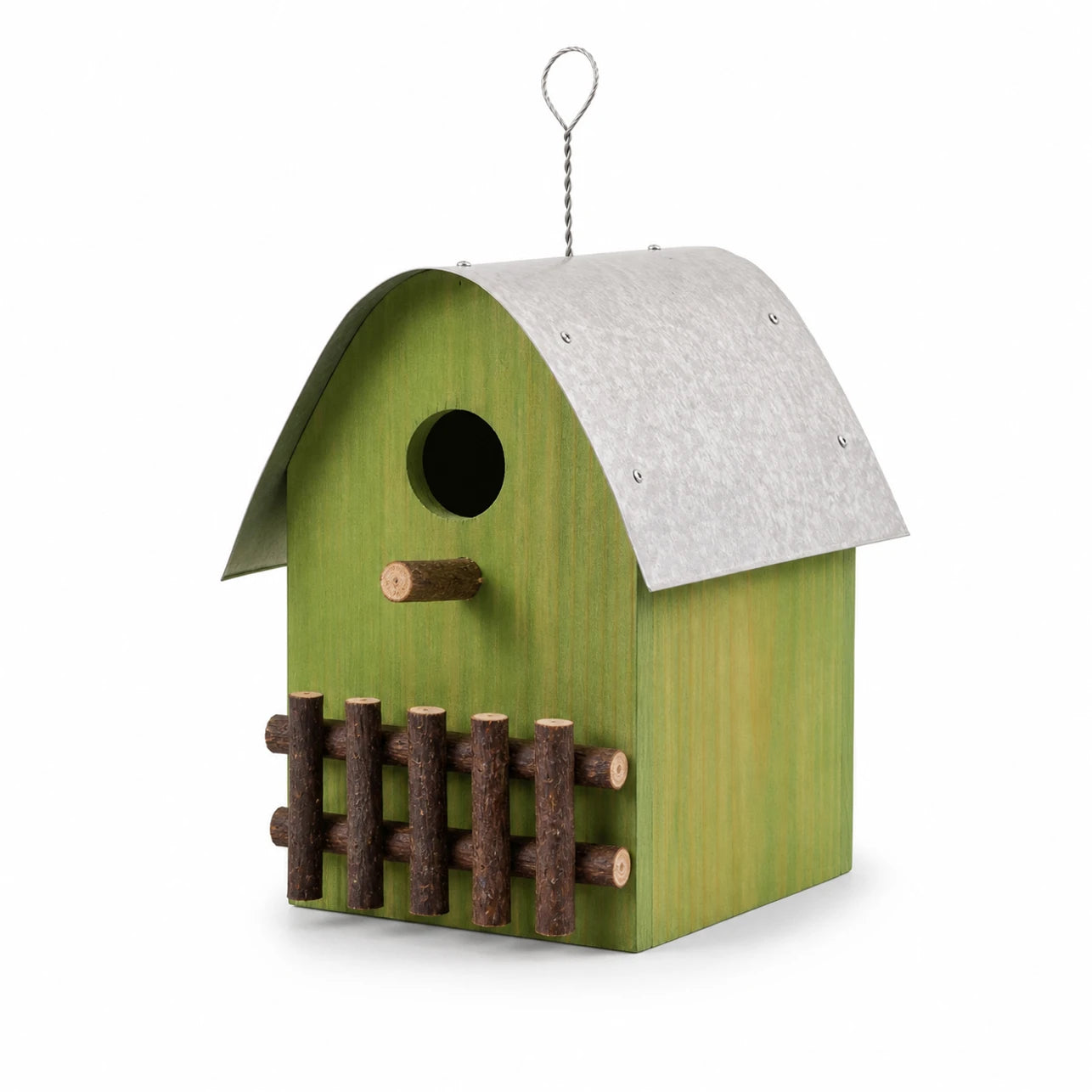 Houten vogelhuisje groen formaat 22,2 × 15 × 20 cm — foto 2