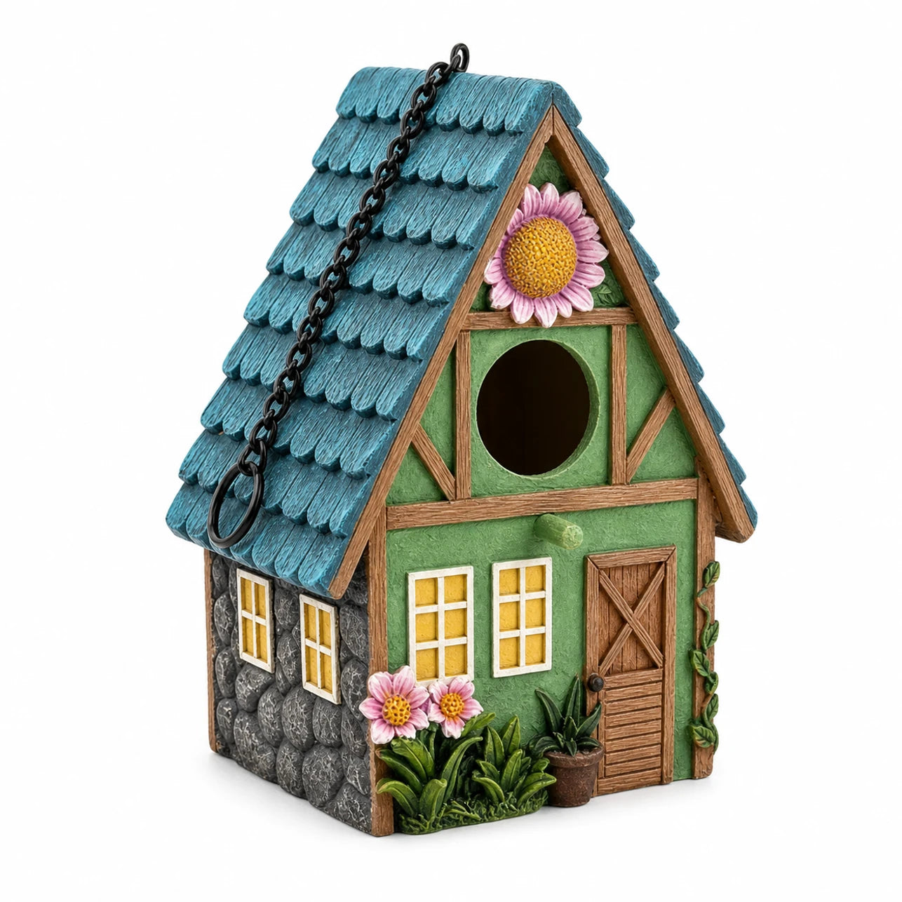 Hangend vogelhuisje groen stijl chalet — foto 2