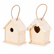 Set van 2 vogelhuisjes hangend van hout met ingangen gemengd — foto 2