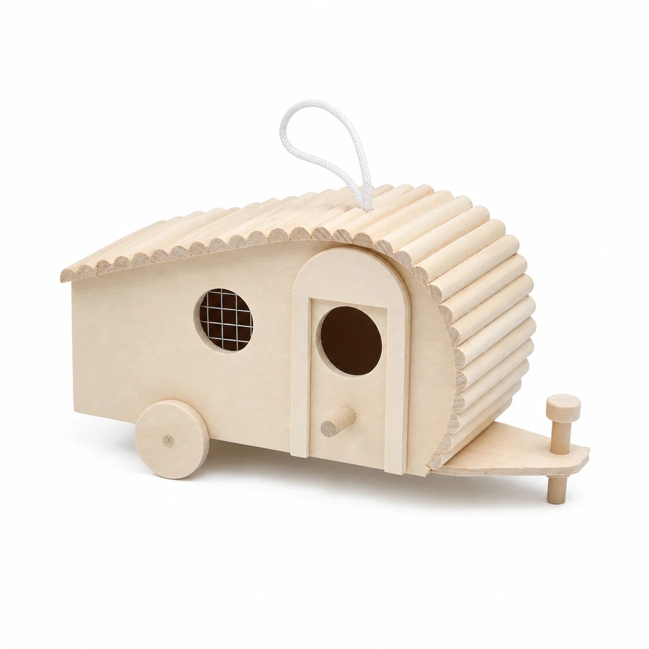 Vogelhuisje decoratief wit met dubbel ingang en zitstok — foto 2